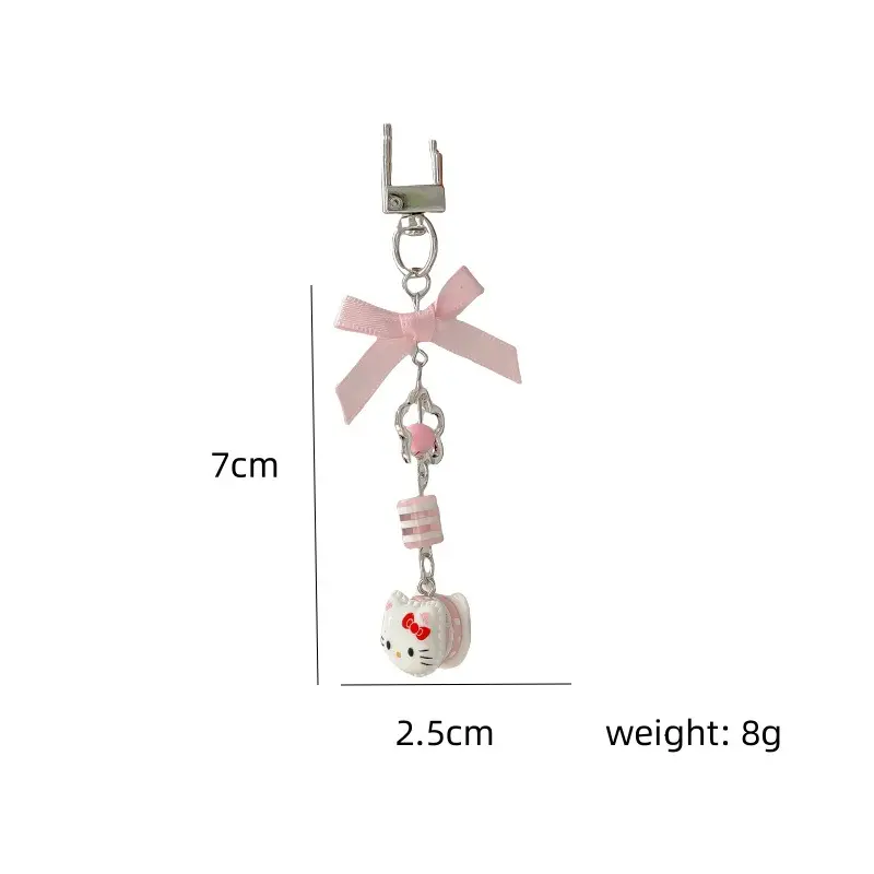 Sanrio Hello Kitty Phone Strap - Cute Bow Beaded Keychain for Girls, Kawaii CCD Camera Purse Charm Gift