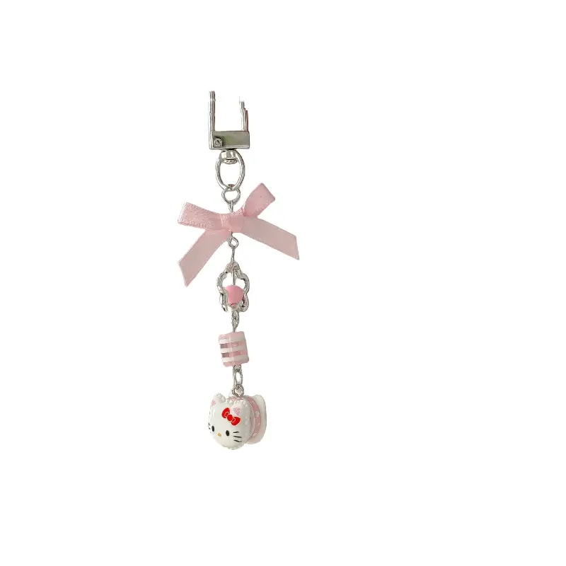 Sanrio Hello Kitty Phone Strap - Cute Bow Beaded Keychain for Girls, Kawaii CCD Camera Purse Charm Gift