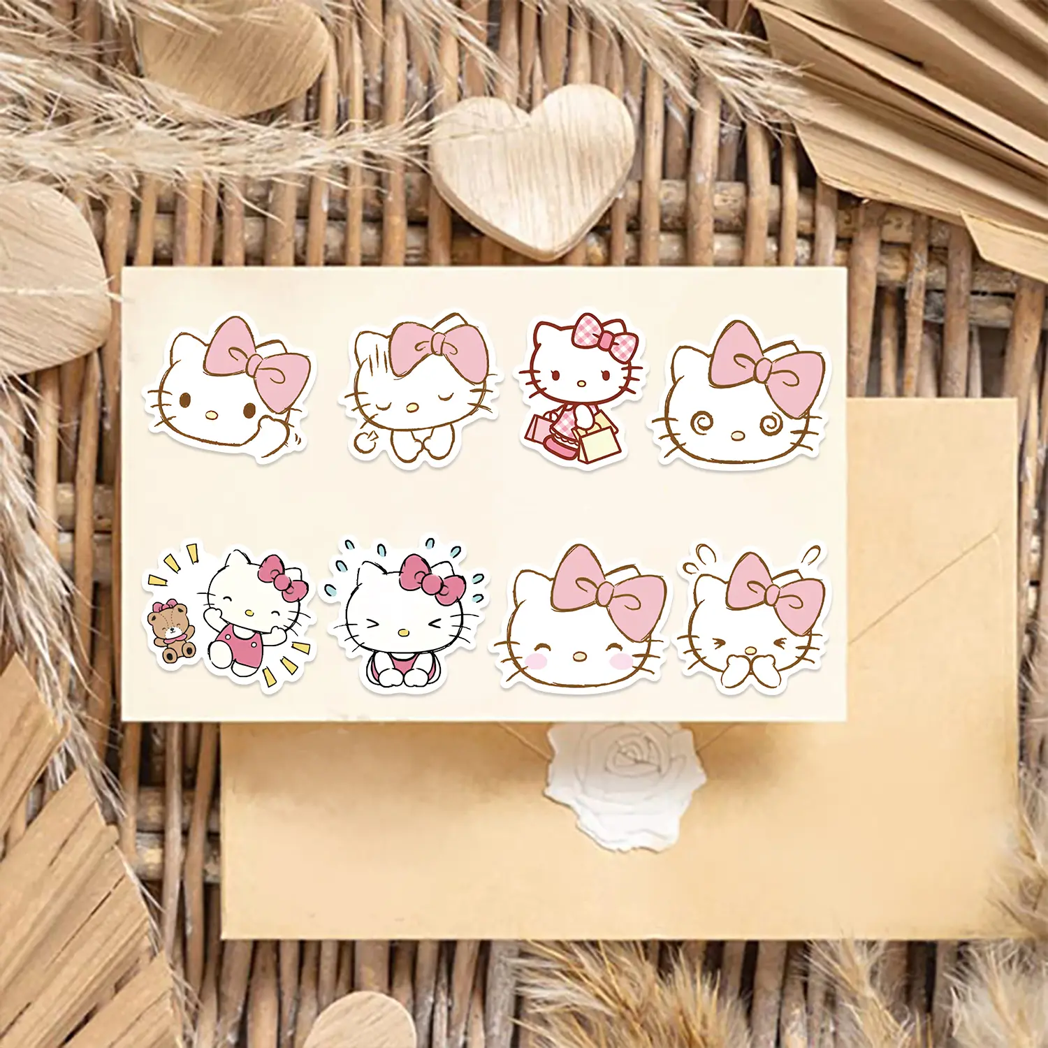 50Pcs Kawaii Cartoon Hello Kitty Stickers DIY Kids Toys Luggage Diary Scrapbook Car Stationery Decoration Girl Decals Gift