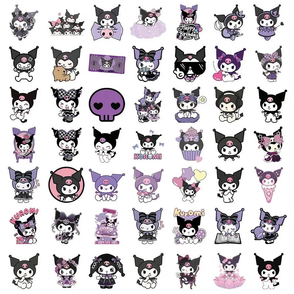 10/30/50pcs Transparent Kawaii Sanrio Kuromi Cartoon Stickers Aesthetic Waterproof DIY Diary Laptop Cute Anime Sticker Kids Toys