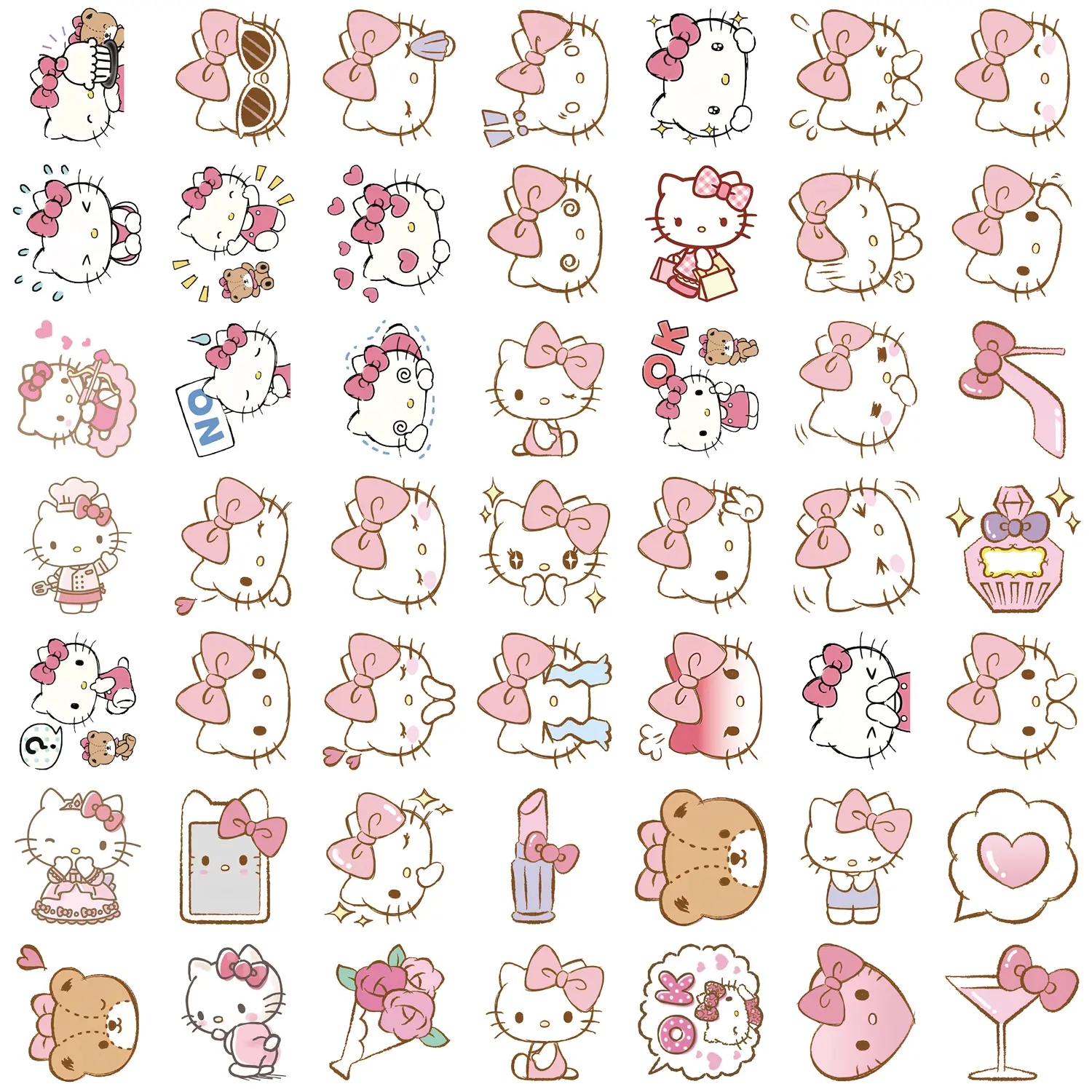 50Pcs Kawaii Cartoon Hello Kitty Stickers DIY Kids Toys Luggage Diary Scrapbook Car Stationery Decoration Girl Decals Gift