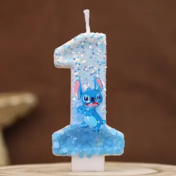 New Anime Lilo & Stitch 0-9 Number Candle Cute 3D Kawaii Stitch Cartoon Character Party Cake Plug-in Birthday Cake Decoration
