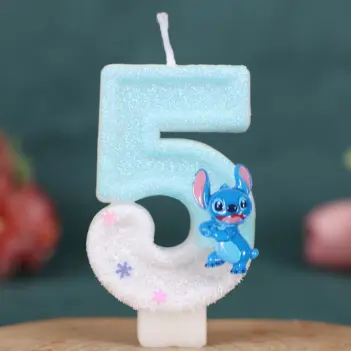 New Anime Lilo & Stitch 0-9 Number Candle Cute 3D Kawaii Stitch Cartoon Character Party Cake Plug-in Birthday Cake Decoration