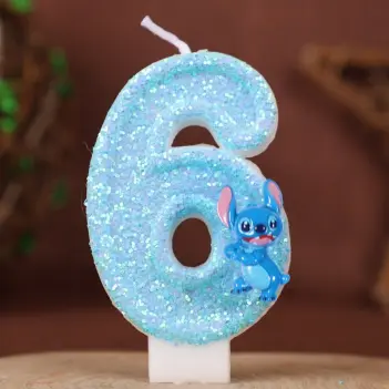 New Anime Lilo & Stitch 0-9 Number Candle Cute 3D Kawaii Stitch Cartoon Character Party Cake Plug-in Birthday Cake Decoration