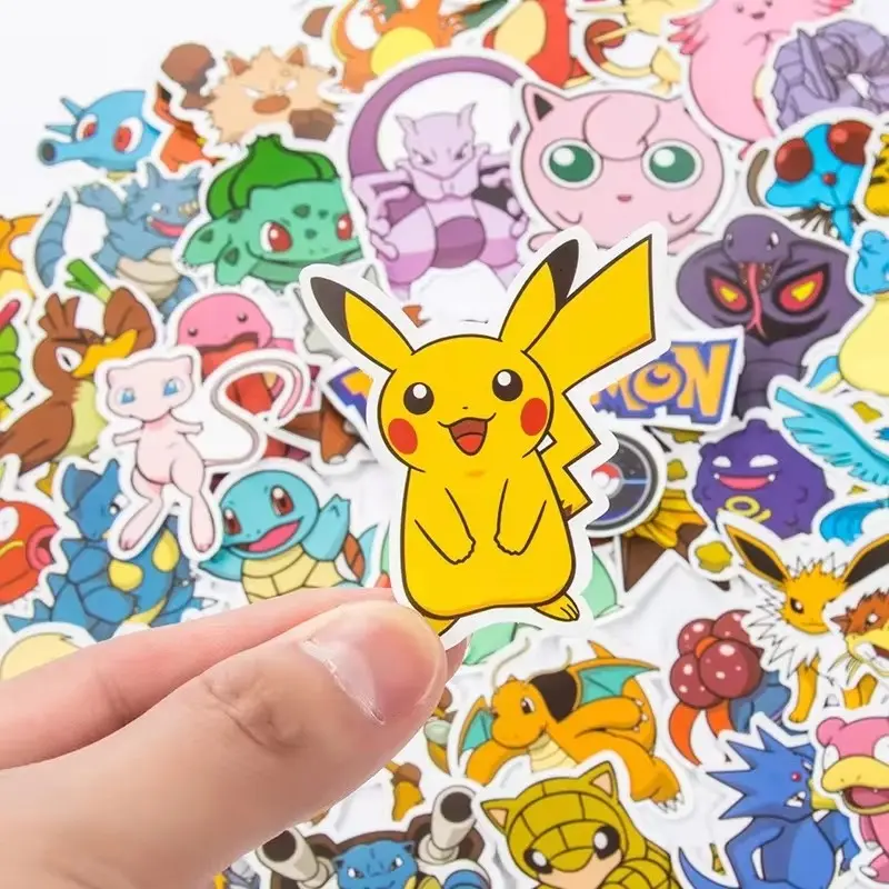 100/200/300Pcs Pokemon Kawaii Pikachu Stickers Decoration Decals Laptop Skateboard Car Luggage Phone Waterproof Sticker Toy