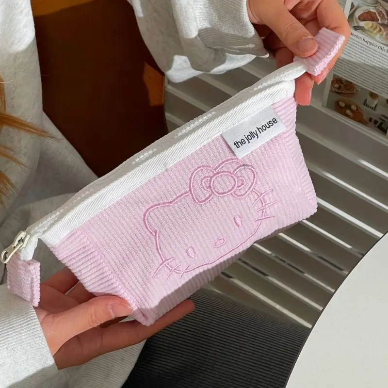 Sanrio HelloKitty Cosmetic Bag Cute Cartoon Large Capacity Fashion Stationery Bag Storage Bag Learning Supplies Kawaii Girl Gift