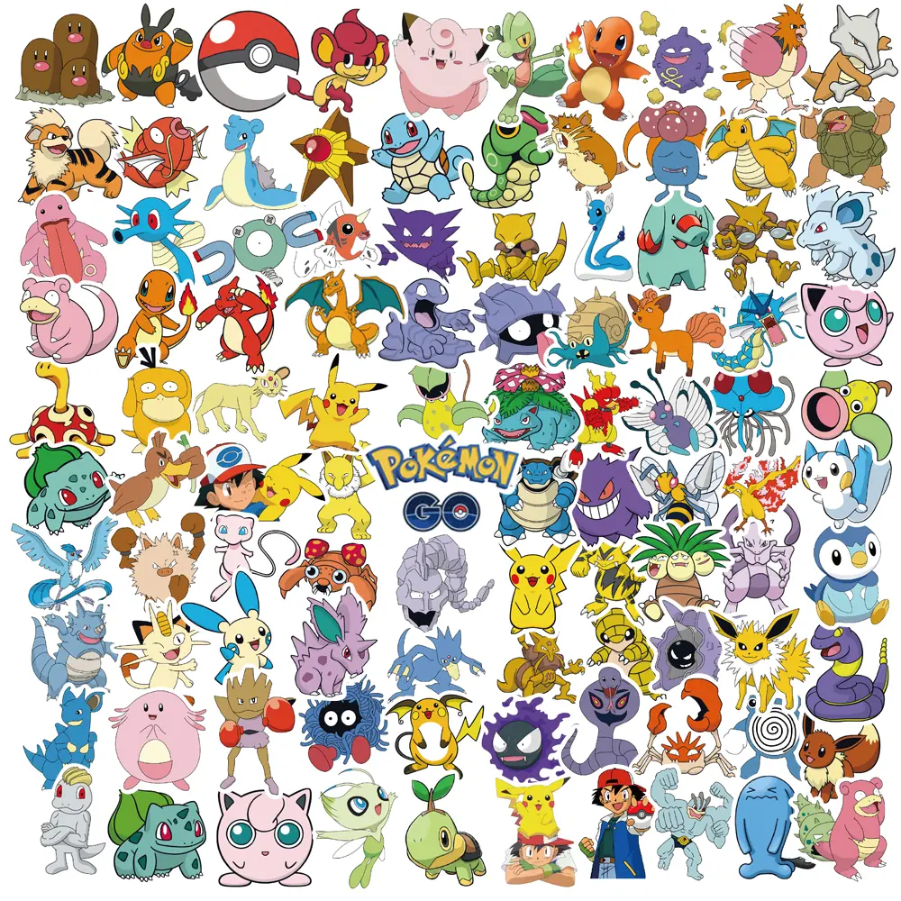 100/200/300Pcs Pokemon Kawaii Pikachu Stickers Decoration Decals Laptop Skateboard Car Luggage Phone Waterproof Sticker Toy