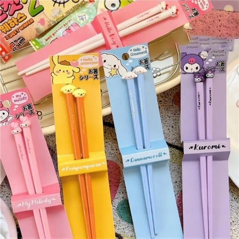 Cute Cartoon Sanrio Cinnamoroll Melody Chopsticks Kawaii Kuromi Hello Kitty Anti Slip Durable Couple Bowls Chopsticks Girl Gifts