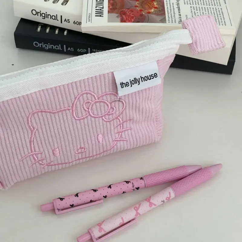 Sanrio HelloKitty Cosmetic Bag Cute Cartoon Large Capacity Fashion Stationery Bag Storage Bag Learning Supplies Kawaii Girl Gift