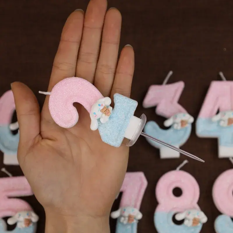 Sanrio 0-9 Number Candle Cute Cinnamoroll dog 3D Kawaii Cartoon Character Party Cake Plug-in Birthday Cake Decoration ﻿Gifts