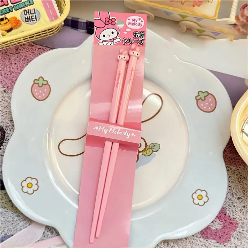 Cute Cartoon Sanrio Cinnamoroll Melody Chopsticks Kawaii Kuromi Hello Kitty Anti Slip Durable Couple Bowls Chopsticks Girl Gifts