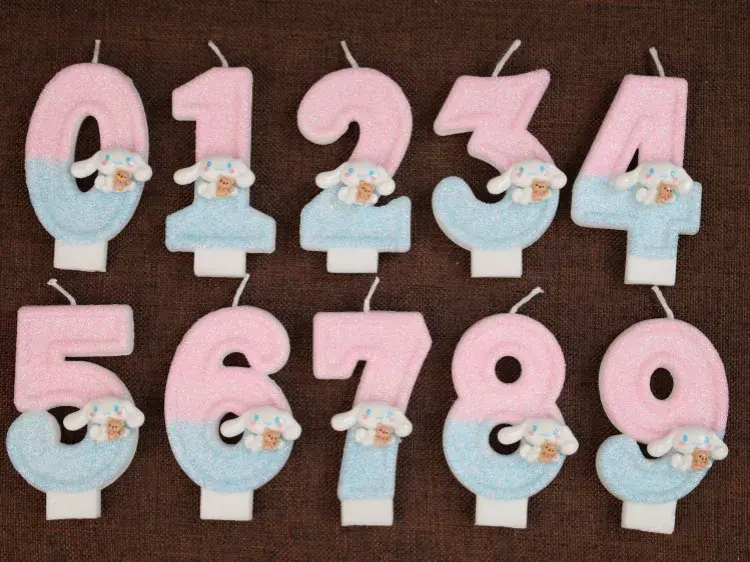Sanrio 0-9 Number Candle Cute Cinnamoroll dog 3D Kawaii Cartoon Character Party Cake Plug-in Birthday Cake Decoration ﻿Gifts