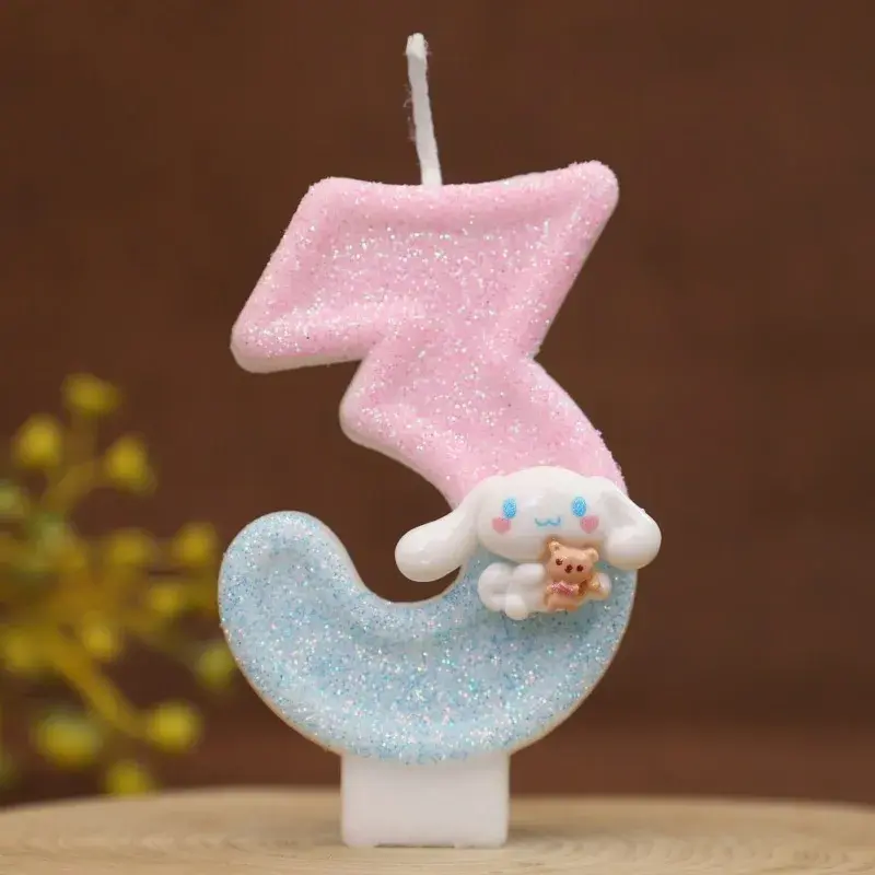 Sanrio 0-9 Number Candle Cute Cinnamoroll dog 3D Kawaii Cartoon Character Party Cake Plug-in Birthday Cake Decoration ﻿Gifts