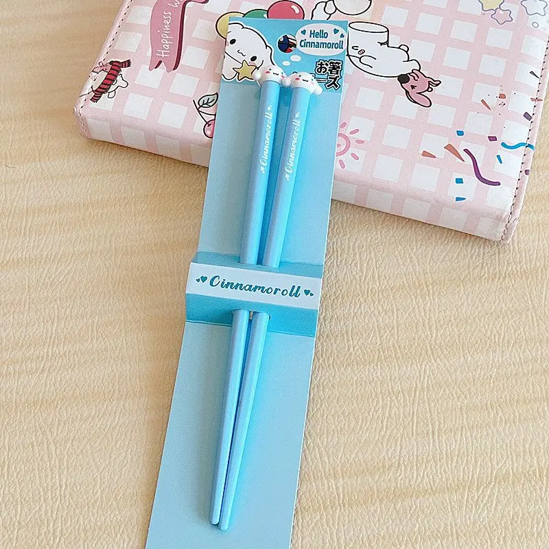 Cute Cartoon Sanrio Cinnamoroll Melody Chopsticks Kawaii Kuromi Hello Kitty Anti Slip Durable Couple Bowls Chopsticks Girl Gifts
