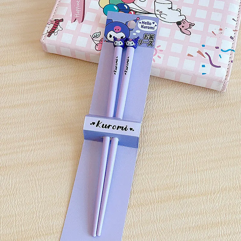 Cute Cartoon Sanrio Cinnamoroll Melody Chopsticks Kawaii Kuromi Hello Kitty Anti Slip Durable Couple Bowls Chopsticks Girl Gifts