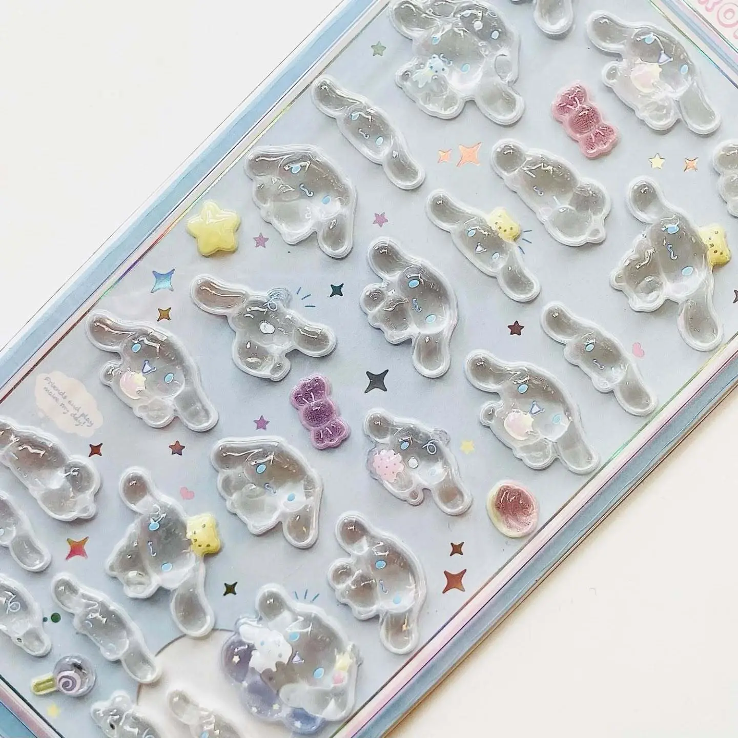 Anime Hellokitty Hangyodon Cinnamoroll 3Dtransparent Jelly Sticker Crystal Decorative Stickers Children's Phone Casesdiy Toys