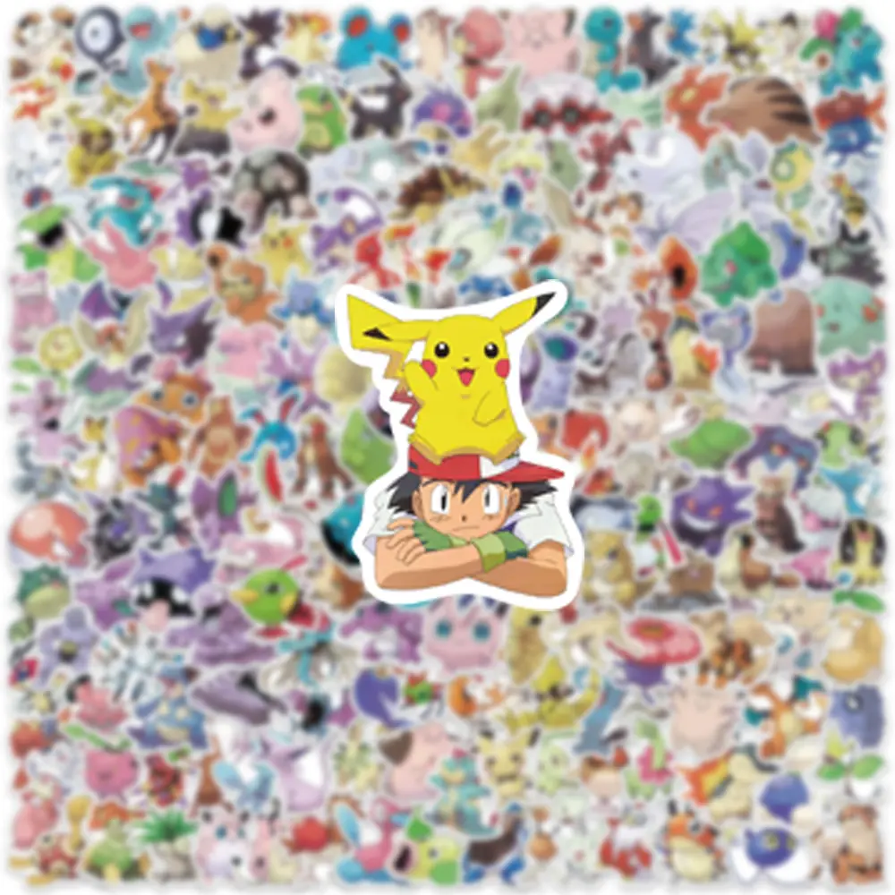 100/200/300Pcs Pokemon Kawaii Pikachu Stickers Decoration Decals Laptop Skateboard Car Luggage Phone Waterproof Sticker Toy