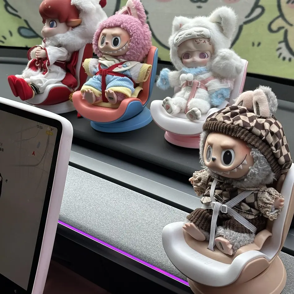 15-17cm Car Doll Seat For Labubu Doll Safety Seat Cute Doll Air Outlet  Decoration Mini Safety Seat Car Interior Decoration