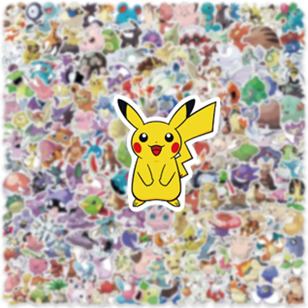 100/200/300Pcs Pokemon Kawaii Pikachu Stickers Decoration Decals Laptop Skateboard Car Luggage Phone Waterproof Sticker Toy