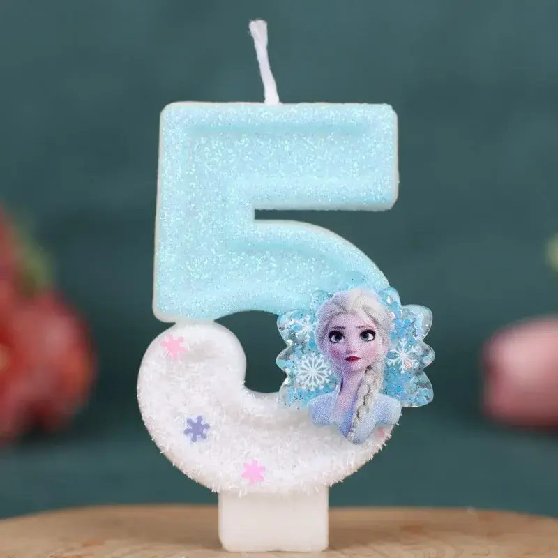 Disney Princess Christmas Birthday Number Snowflake Frozen Digital Candles 0-9 Number Cake Topper Birthday Party Decor Shower