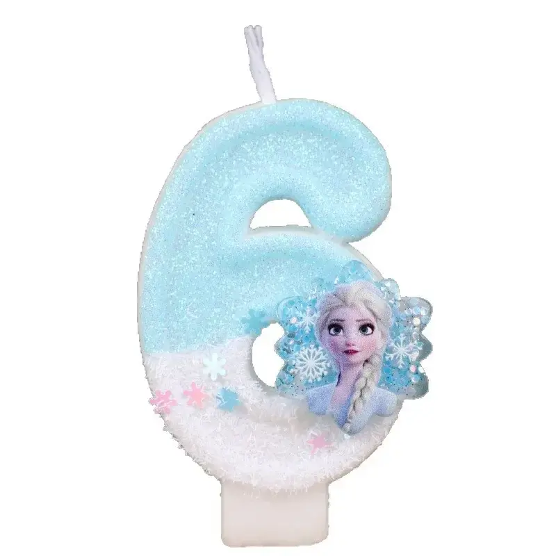 Disney Princess Christmas Birthday Number Snowflake Frozen Digital Candles 0-9 Number Cake Topper Birthday Party Decor Shower