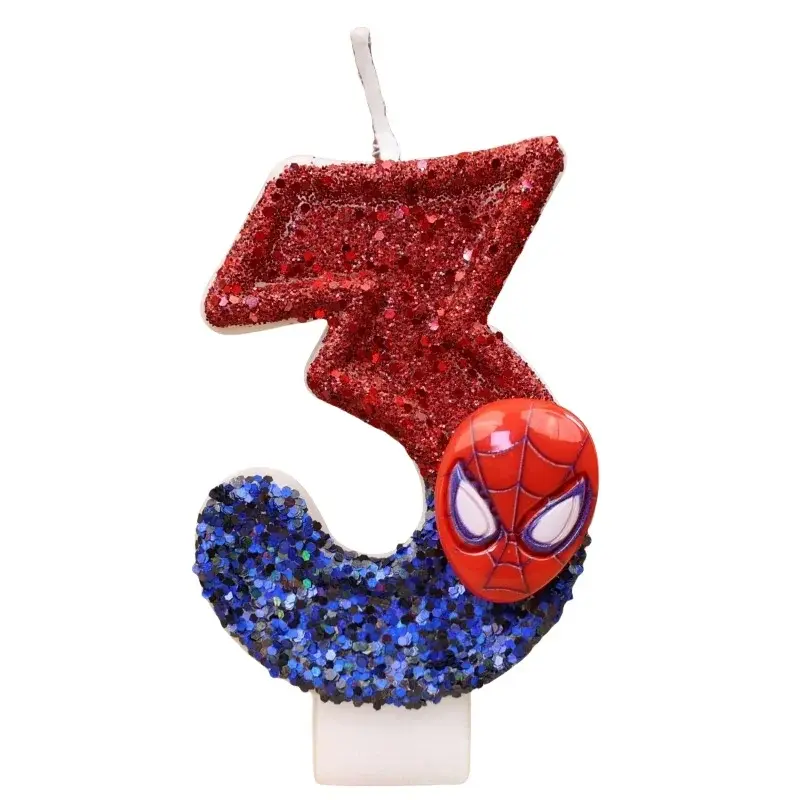 Superhero SpiderMan Fun Figure Candle Cute Cartoon Pattern 0-9 Party Birthday Candle Cake Decoration Children Party Gift