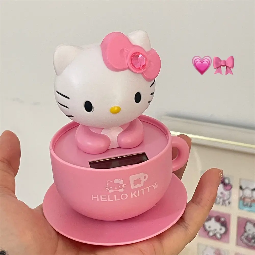 Sanrio Retro Japanese Cute and Fun Classic Kimono HelloKitty Solar Shake Head Doll Desktop Car Decoration Girls Birthday Gifts