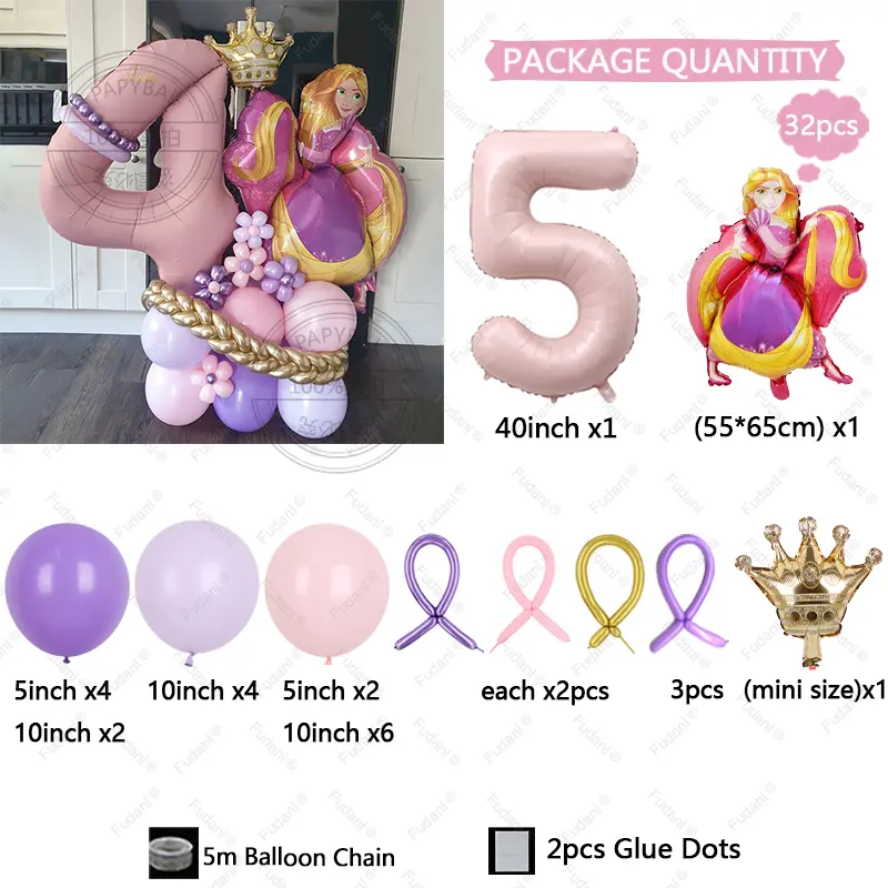 32pcs Cartoon Rapunzel Princess Foil Balloon Happy Birthday Party Supplies Decoratio Baby Shower Kid Faovr Tangled Ballon Globos