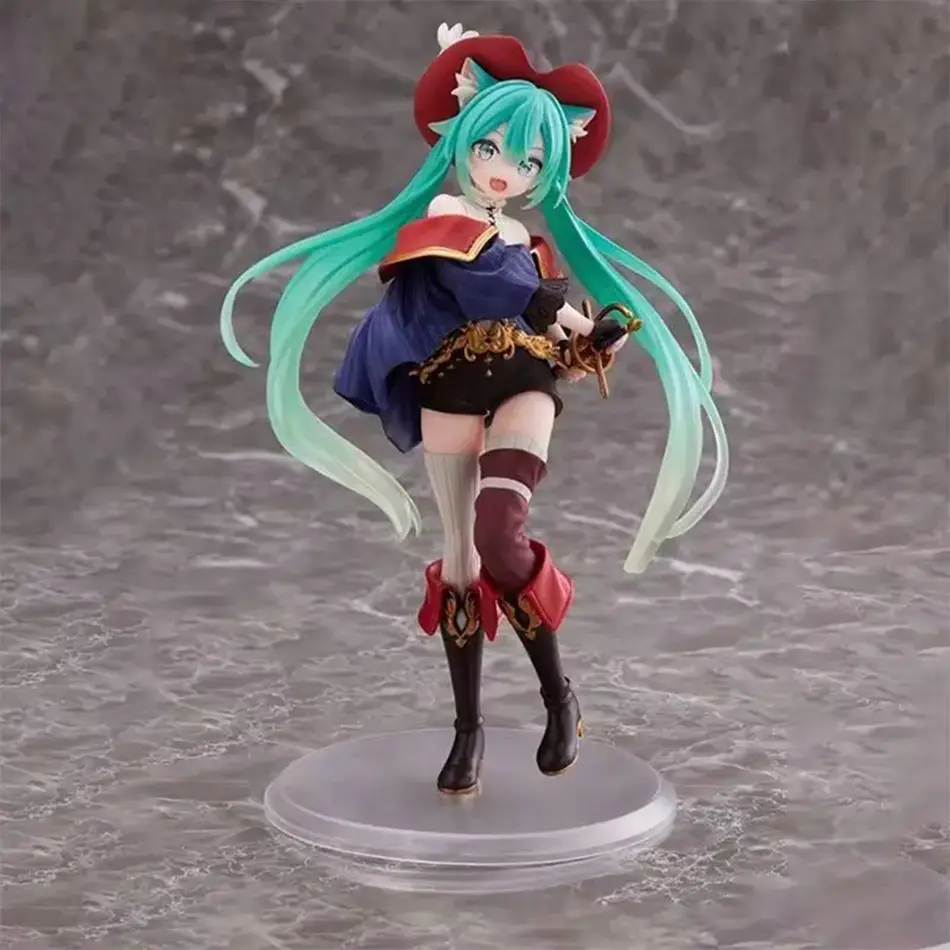 Anime Hatsune Miku Figure Fairy Tale Wonderland Hatsune Miku Puss in Boots Kawaii Action Figures Adult Collection Model Toy Gift