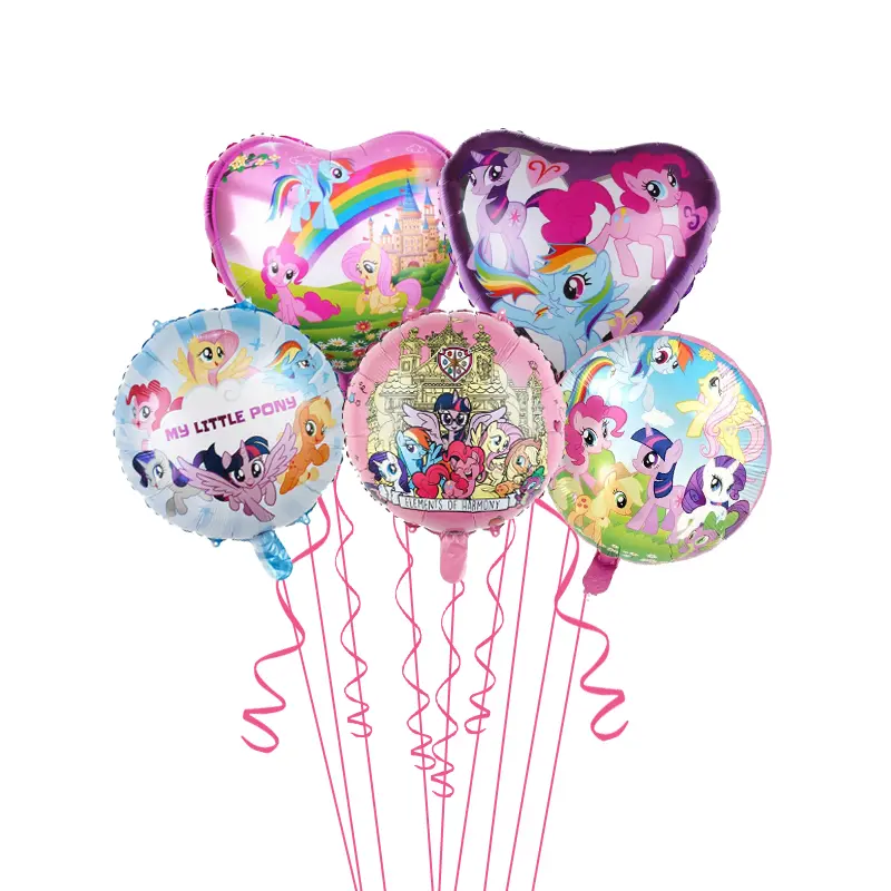 64pcs Cartoon Little Pony Theme Balloon Arch Kit Birthday Party Decorations for Girl Kids Event Supplies Baby Shower Toy Gift