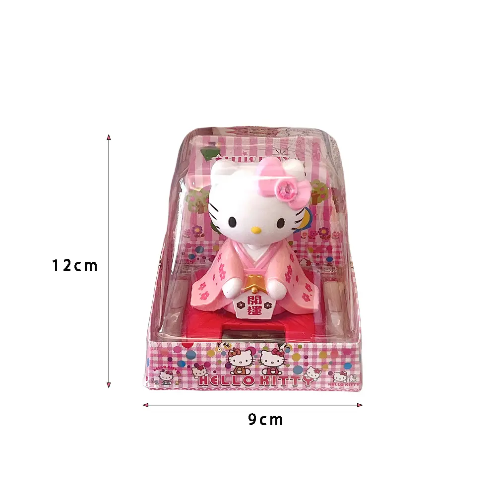 Sanrio Retro Japanese Cute and Fun Classic Kimono HelloKitty Solar Shake Head Doll Desktop Car Decoration Girls Birthday Gifts