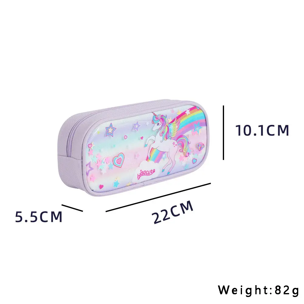 kawaii Cartoon Unicorn Pencil Bag Children Rainbow Butterfly Stationery Storage Box Student Large Capacity Pencil Bag Girl Gifts