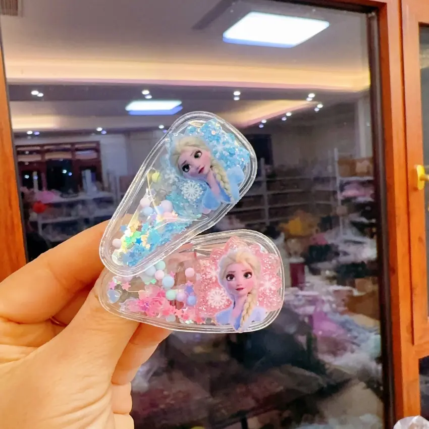 Frozen New Children's Hair Clip Cute Cartoon Hair Clip Bow Princess Elsa Same Style BB Compression Clip Hair Clip 4-piece Set