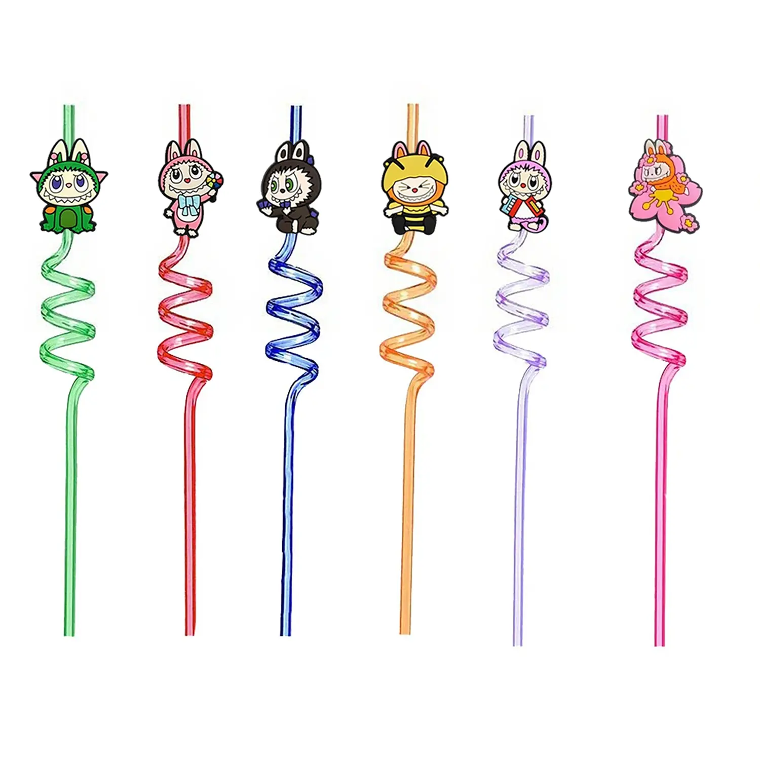 BuBu Reusable Drinking Straws Party Supplies Party Favors Animals Bubu Straws for Kids Birthday Party Decoration