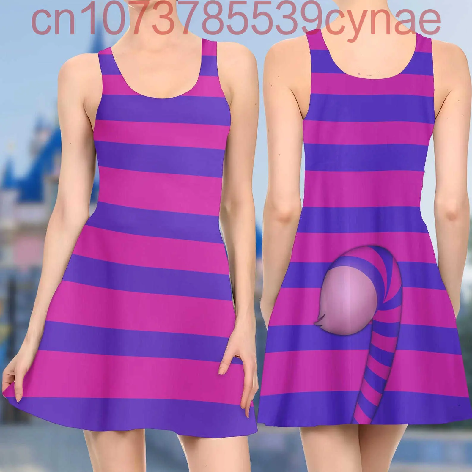 Alice in Wonderland 3D Cosplay Costume Skater Dress Disney Summer 3D Print Clothing Cartoon Women's Beach Dress Cute Sexy Sling