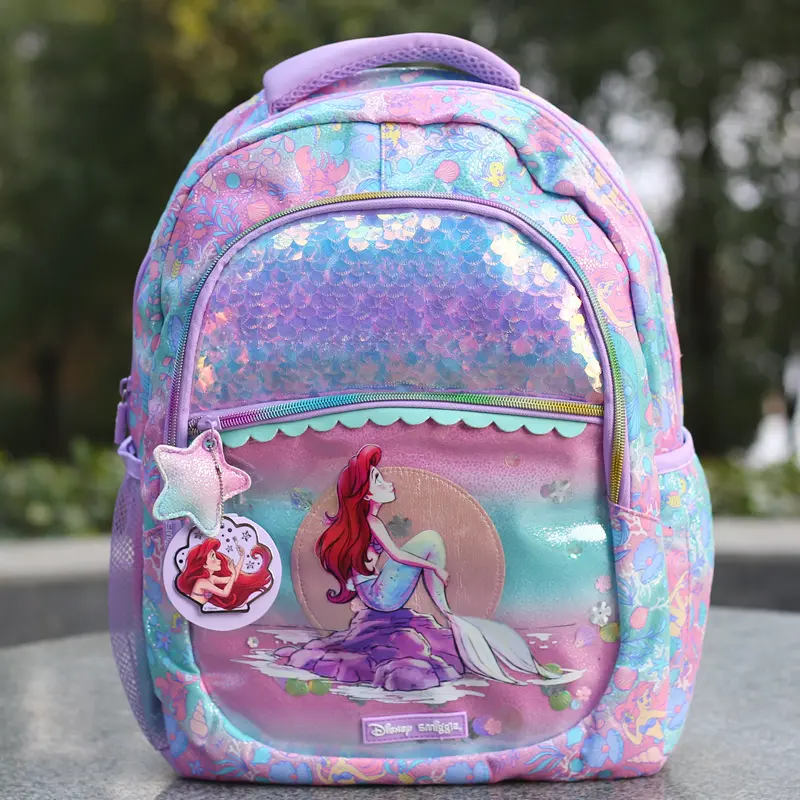 Spot Australian Smiggle Disney Mermaid Ariel backpack cartoon student zipper ultra light decompression Large capacity backpack