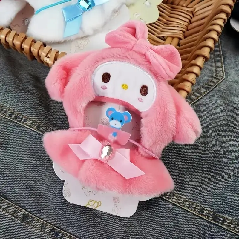 15cm Sanrios Cute Plush Doll'S Clothes Cape Skirt Suit Sitting Party Hello Kitty Kuromi Clothes Monsters Vinyl Labubu clothes