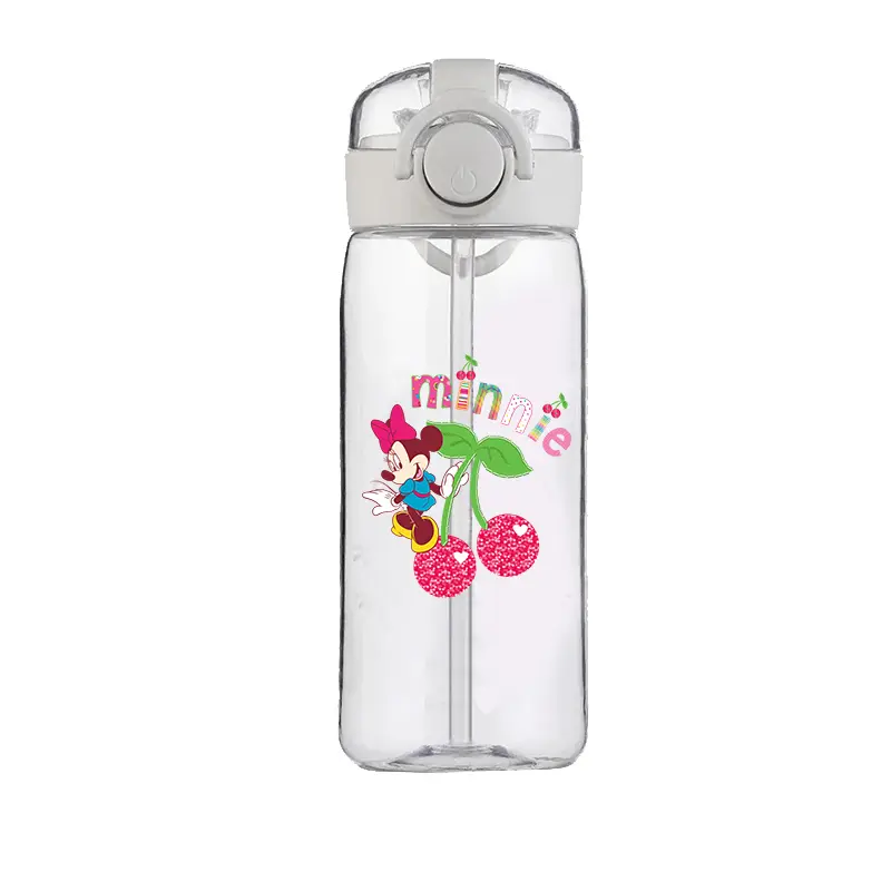 Disney Minnie Mouse Cute Cartoon Straw Cup Girls Children Students Drop-Resistant New Summer Water Glass Good-looking Portable