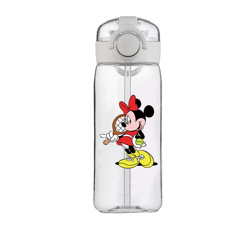 Disney Minnie Mouse Cute Cartoon Straw Cup Girls Children Students Drop-Resistant New Summer Water Glass Good-looking Portable