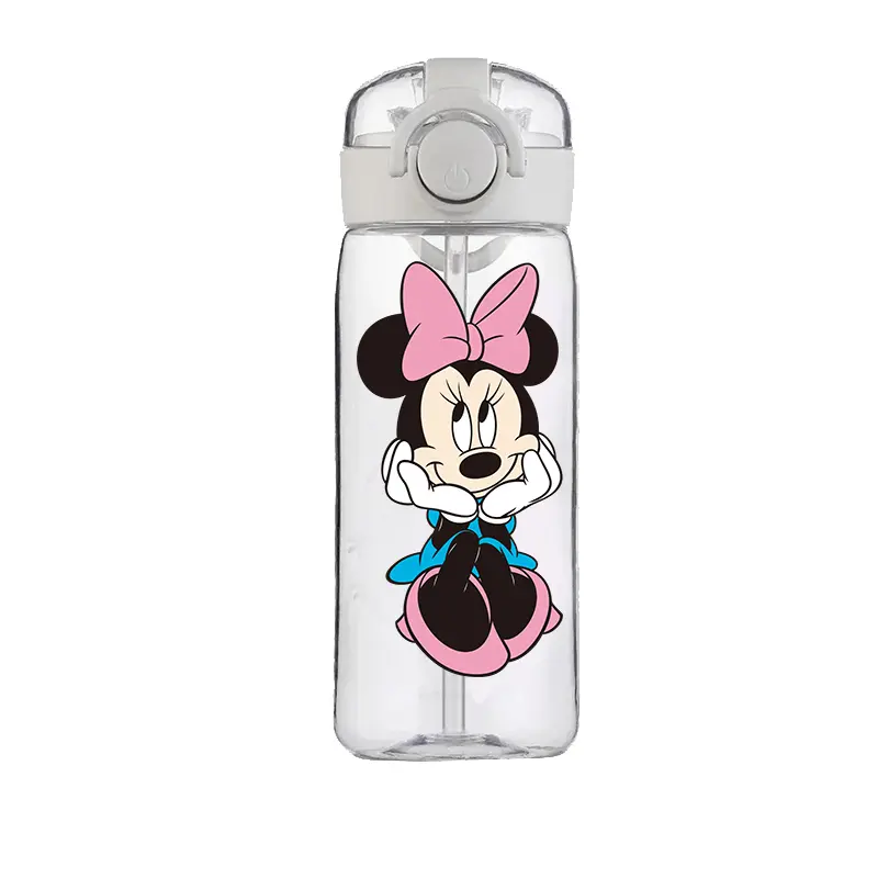 Disney Minnie Mouse Cute Cartoon Straw Cup Girls Children Students Drop-Resistant New Summer Water Glass Good-looking Portable