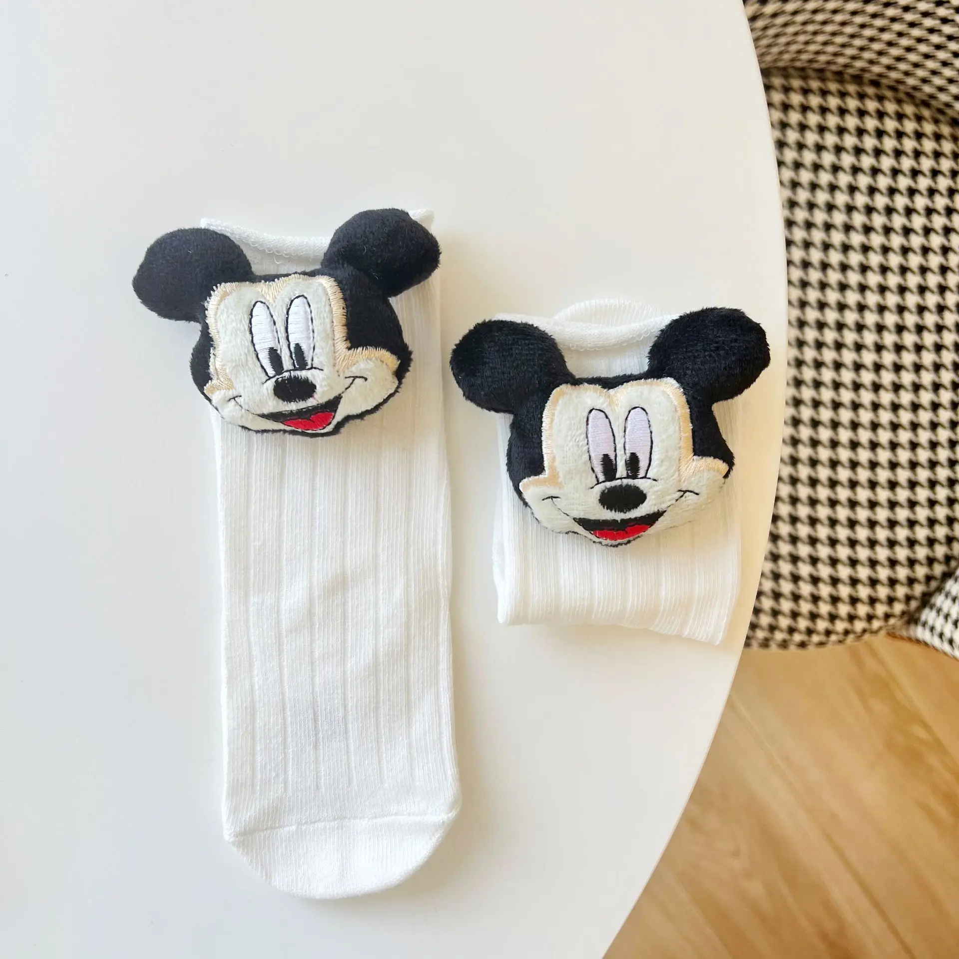 2024 New Children's Socks White Cartoon Doll Socks Disney Winnie Cute Baby Girls Boys Tude Socks Kids Accessory Socks 0-3 Age