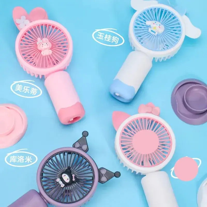Sanrios Mini Fan Kawaii Kuromi Cinnamoroll My Melody Electric Fans Kids Summer Outdoors Cooling Appliances Portable Child Gift