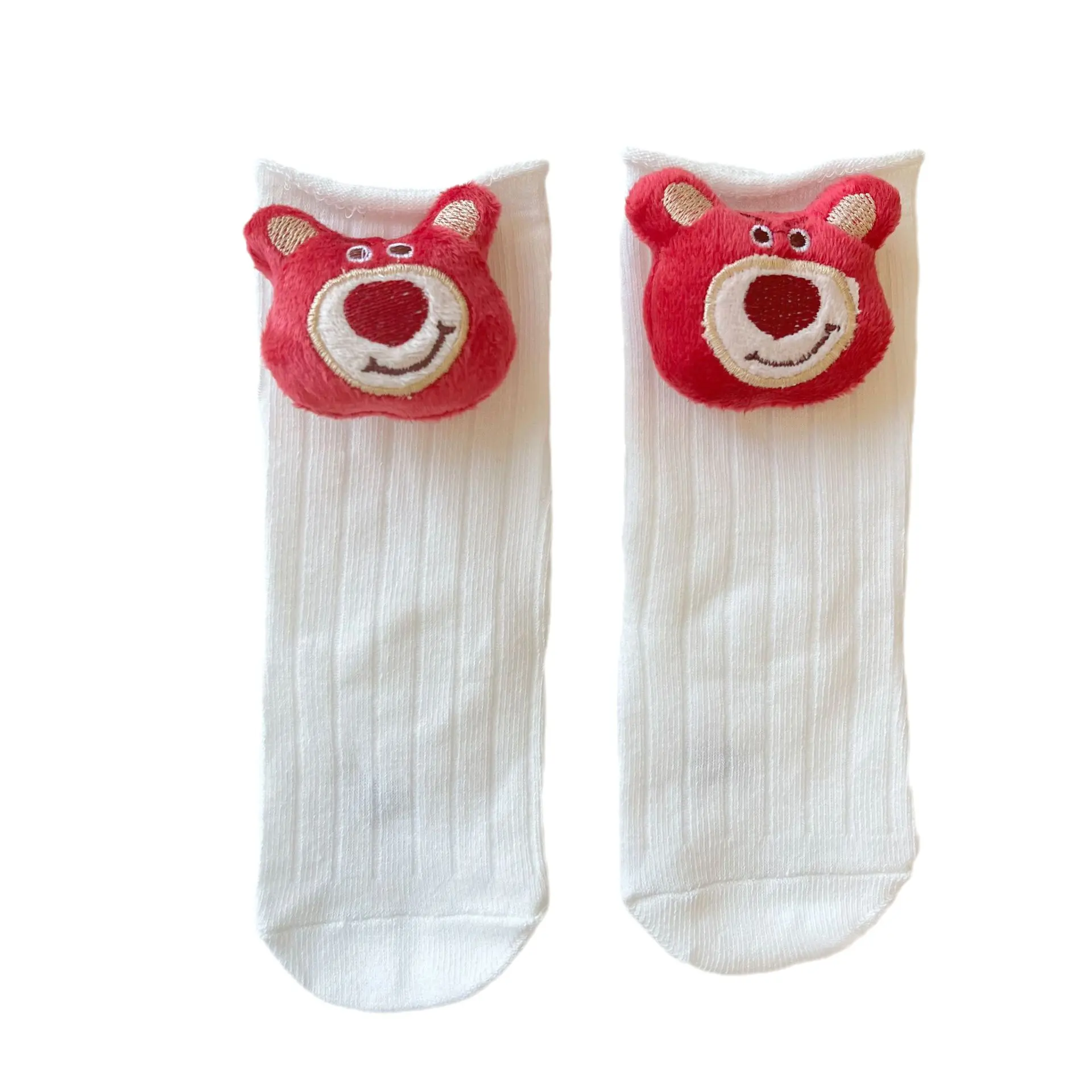 2024 New Children's Socks White Cartoon Doll Socks Disney Winnie Cute Baby Girls Boys Tude Socks Kids Accessory Socks 0-3 Age