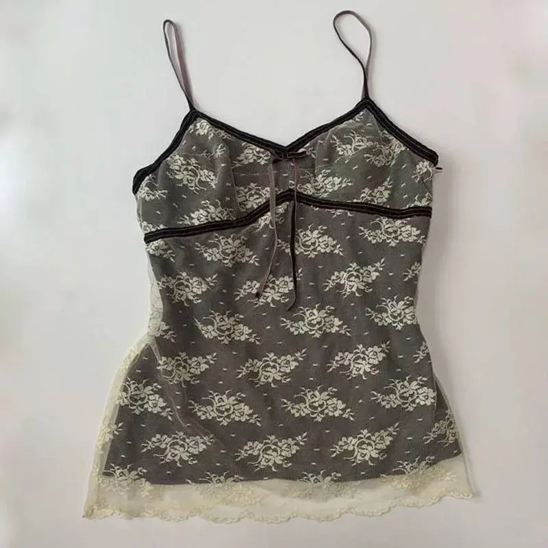 Y2k Tank Top Harajuku Aesthetics Coconut Tree Print  Casual Rock Grunge Streetwear Graphic EmoGirl Crop Tops Applique Sleeveless
