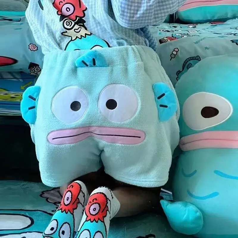 Sanrio Hangyodon Ugly Fish Embroidered Shorts Kawaii Cute Loose Summer Pajama Pants Anime Peripheral Home Clothes Gift Girl