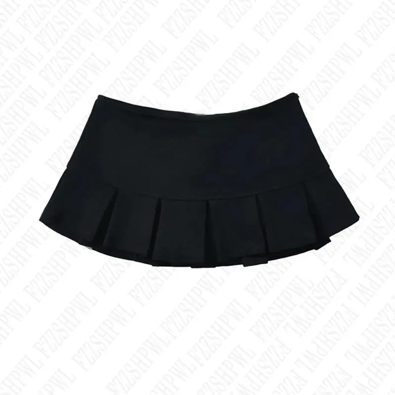 College Style Minimalist New Women's Terry fabric Low waist Y2K Mini Skirt Wide pleat Decoration Light grey Flounce A Line Skort