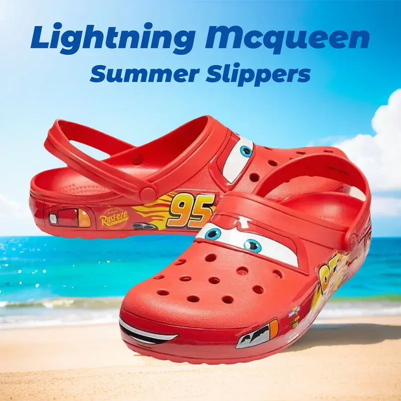 Lightning Mcqueen Man Pixar Summer Slippers Men Waterproof Outdoor Beach Holey Eva Shoes Sandals Woman Car Flip Flops Boy Gift