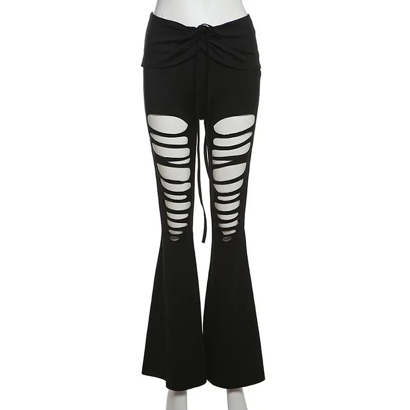 Summer Women Girl Echo V-Cut Cut-Out Bell Bottoms Pants Trousers
