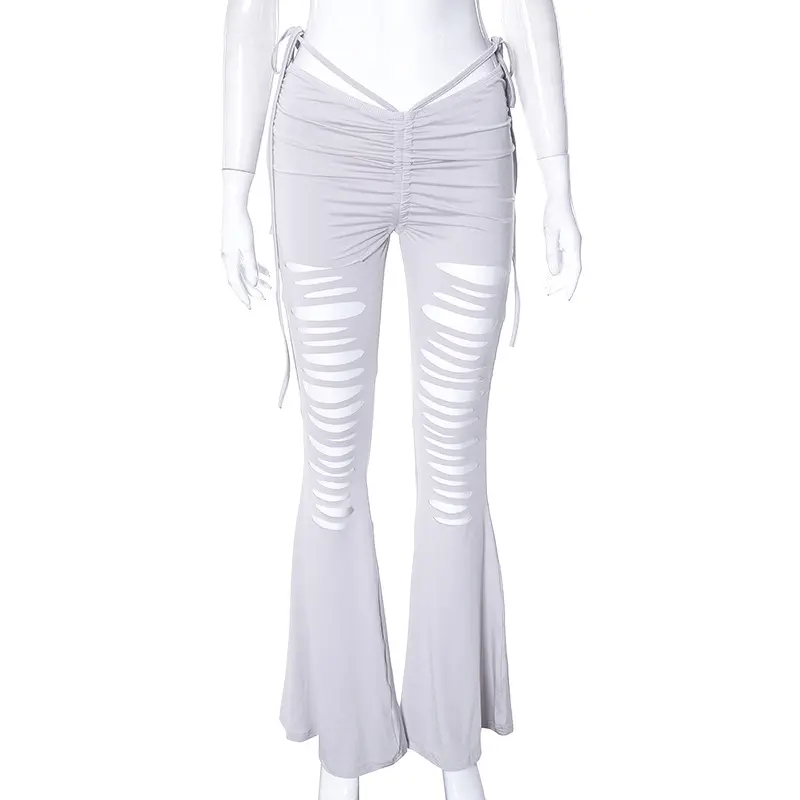 Summer Women Girl Echo V-Cut Cut-Out Bell Bottoms Pants Trousers