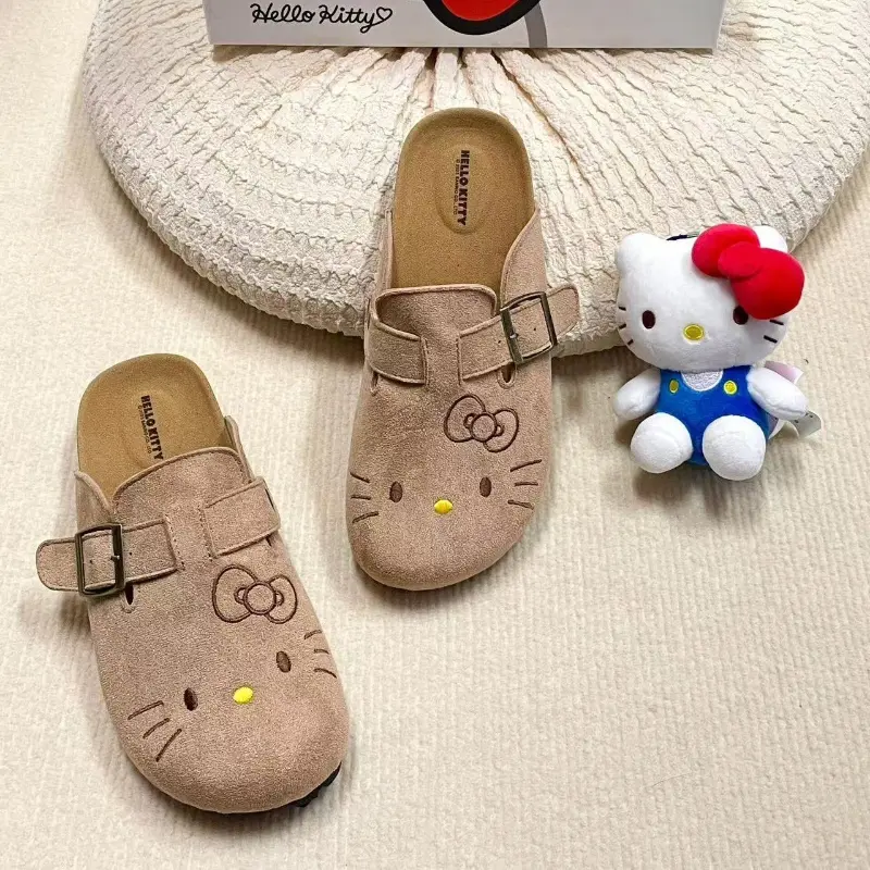 Sanrio Hello Kitty Cute Anime Slippers Summer Female Thick Sole Flat Shoes Sweet Cartoon Outdoor Anti Slip Slippers Girl Gift
